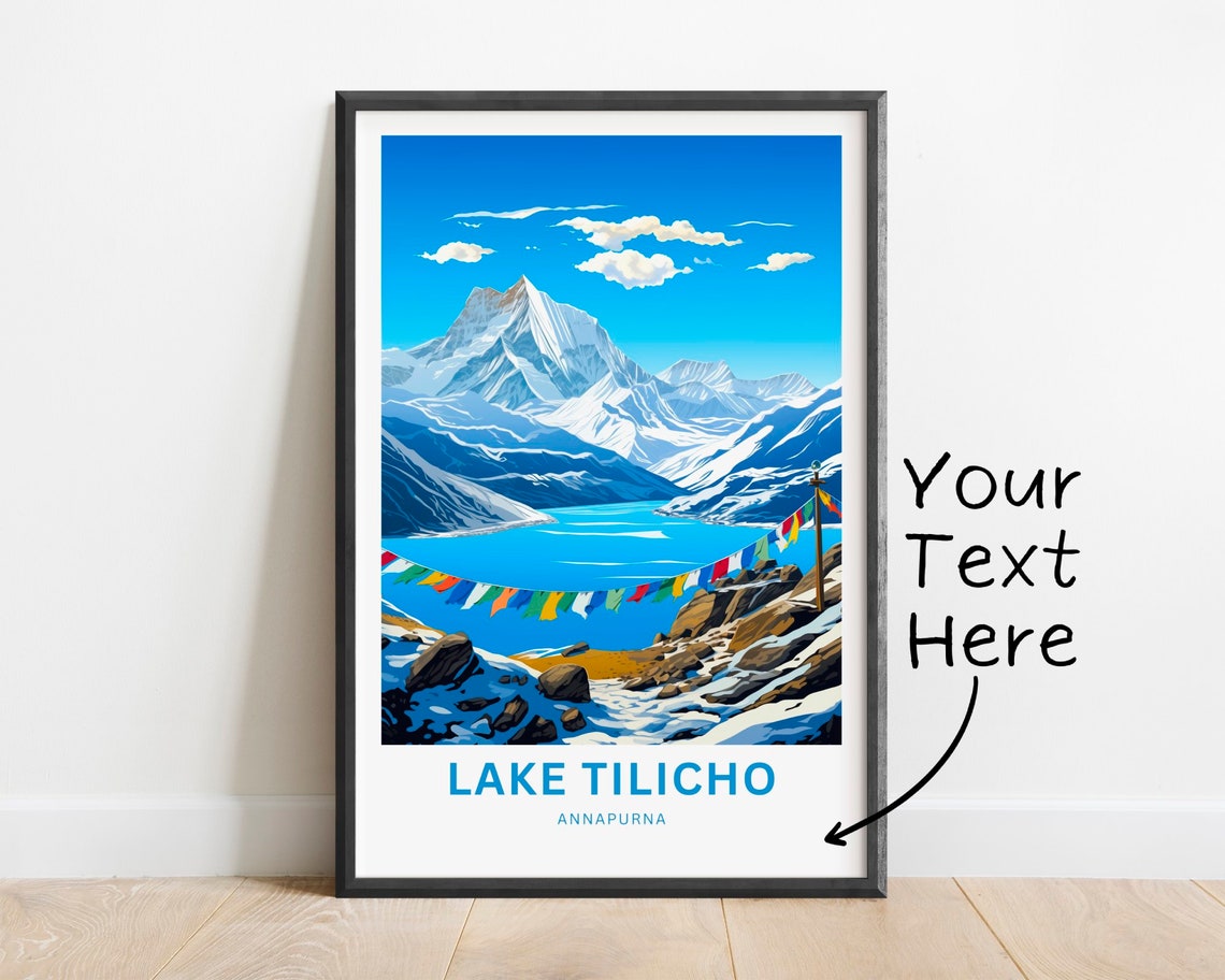 Personalized Lake Tilicho Annapurna Prayer Flags Gift Poster