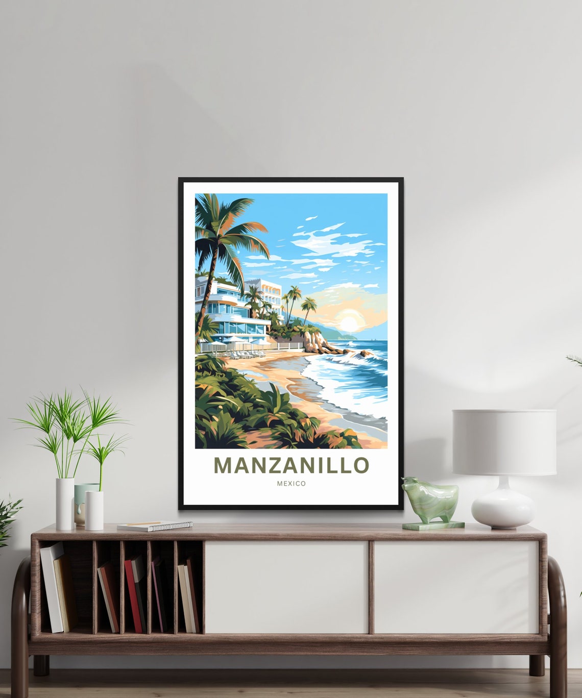 Personalized Manzanillo Mexico Sunset Beach Travel Poster Gift - Image 2