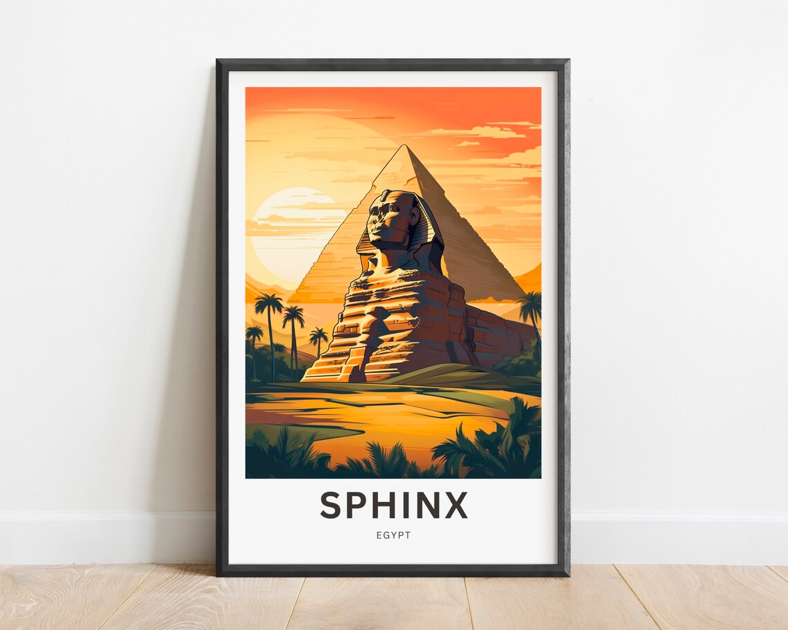 Sphinx Travel Poster, Egypt Wall Art Print