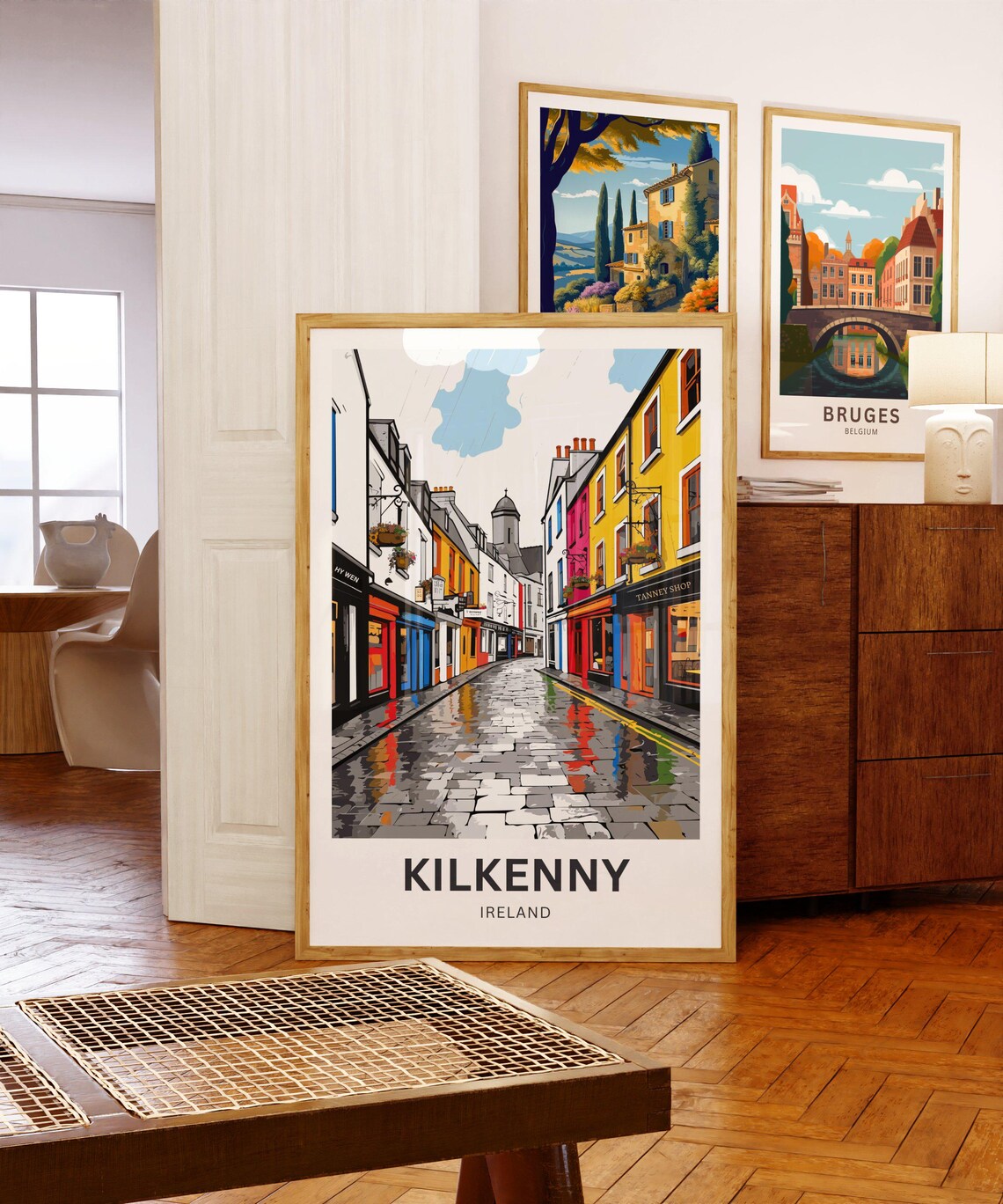 Personalized Kilkenny Ireland Colorful Shop Street Custom Poster - Image 3
