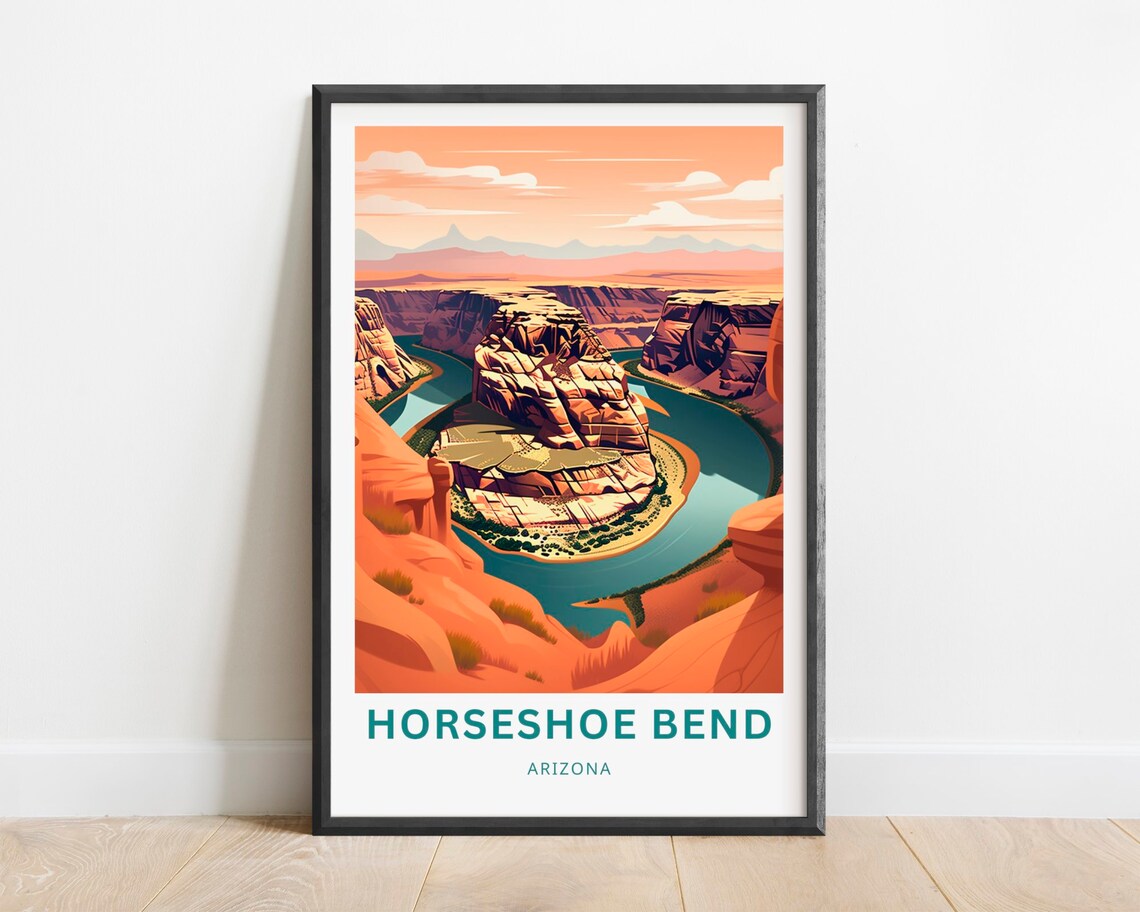 Horseshoe Bend Arizona Desert River Canyon Overlook Travel Poster