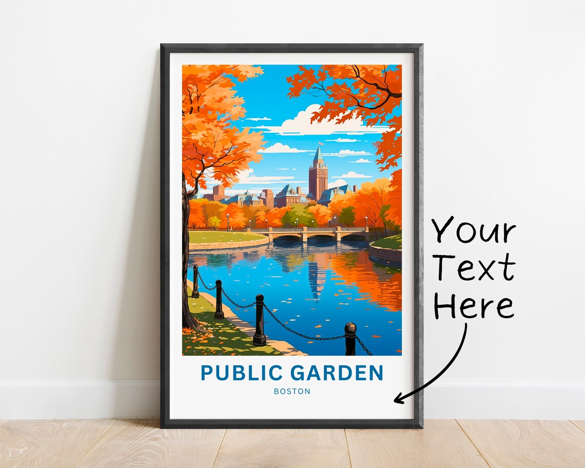 Boston Public Garden Autumn Lagoon Bridge Fall Foliage Poster - Image 2