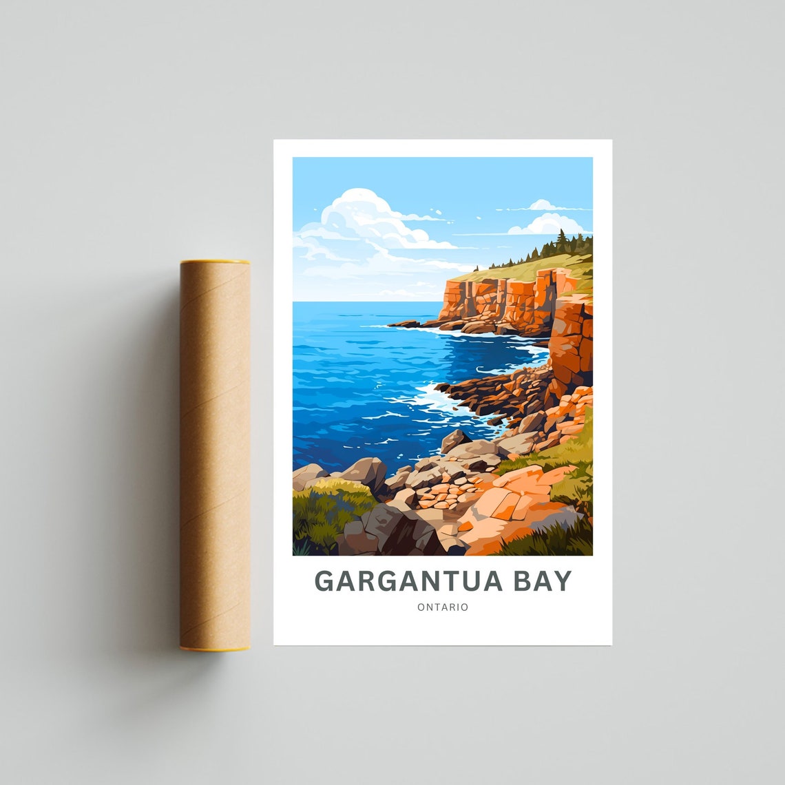 Gargantua Bay Ontario Rugged Red Cliffs Coastline Travel Poster - Image 4