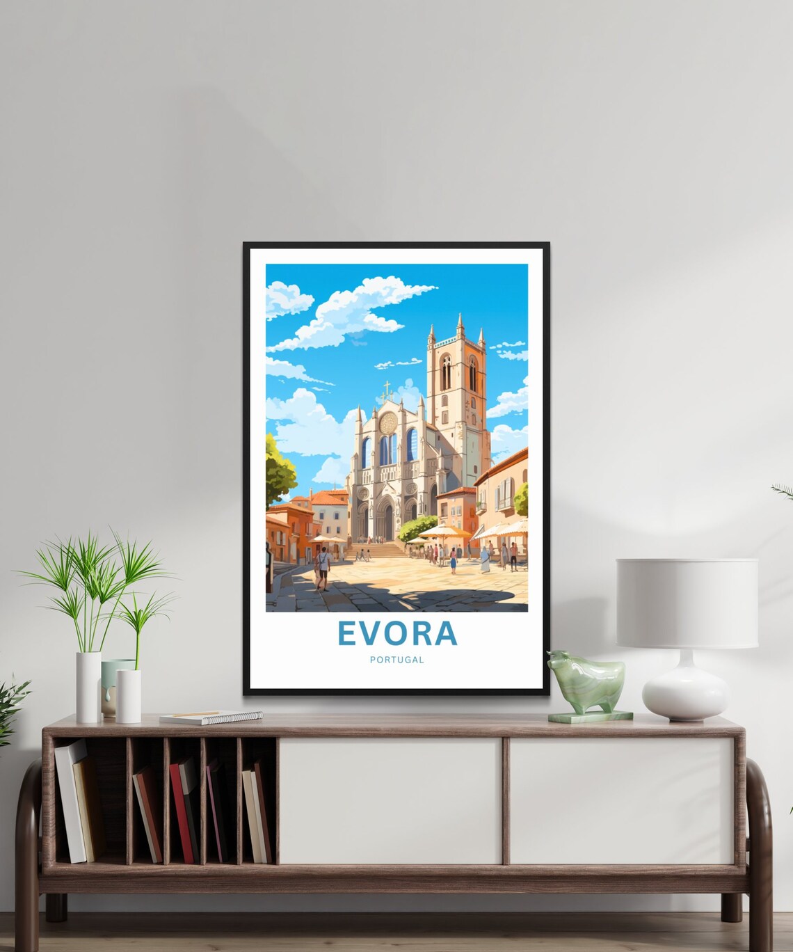 Evora Portugal Cathedral Plaza Sunny Personalized Travel Poster - Image 2