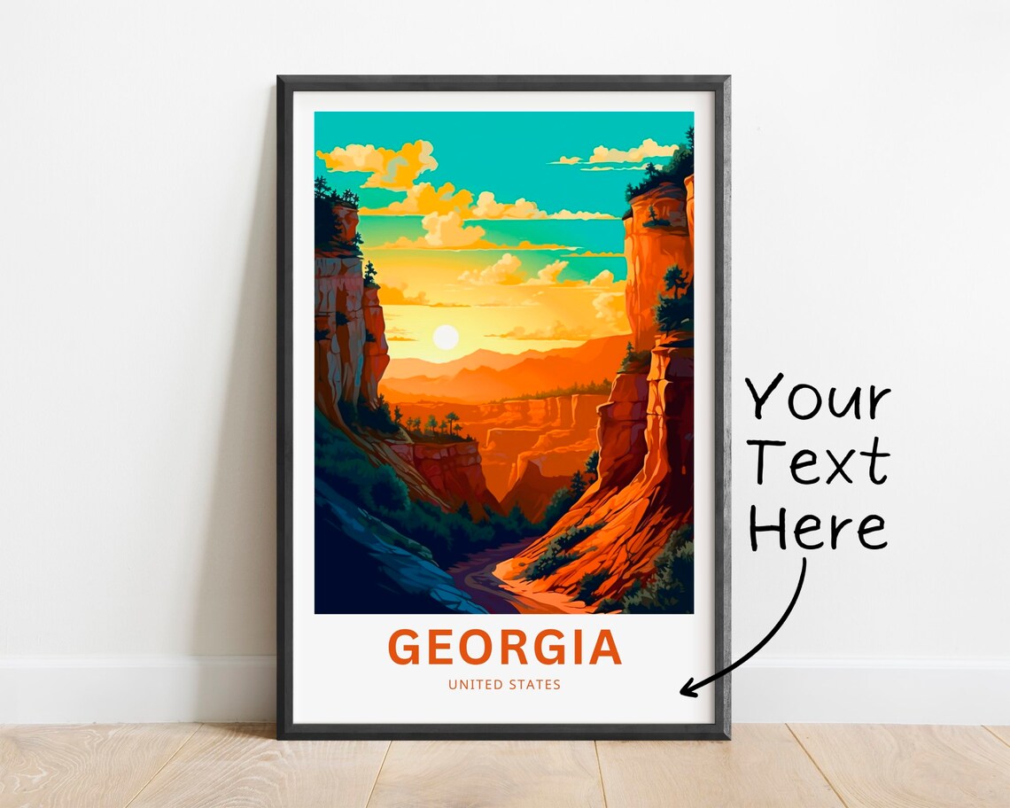 Georgia Red Rock Canyon Sunrise River Cliffs Custom Text Poster