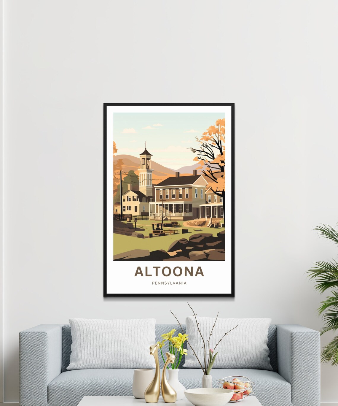 Altoona Pennsylvania Autumn Small Town Church Steeple Travel Poster - Image 3
