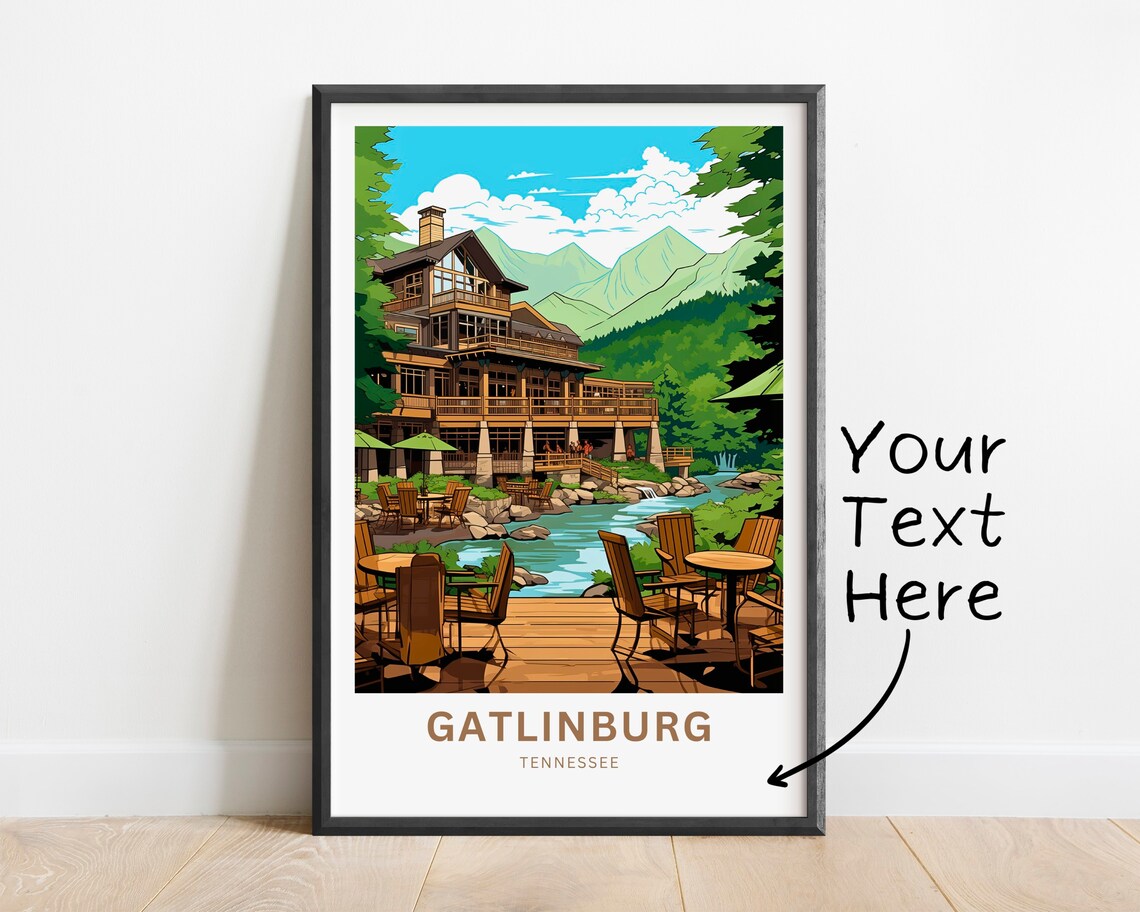 Gatlinburg Tennessee Riverside Lodge Mountain Deck Retreat Poster - Image 2