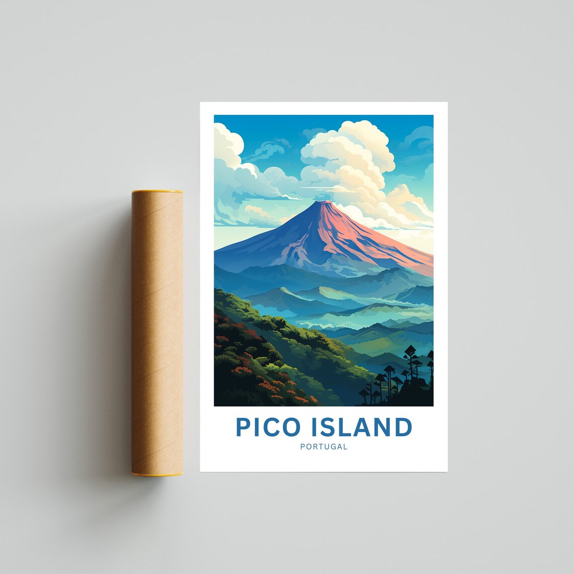 Pico Island Portugal Volcanic Mountain Peak Vista Majestic Poster - Image 4