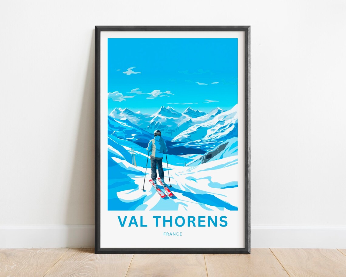 Val Thorens France Alpine Skier Snowy Slopes Winter Ski Resort Poster