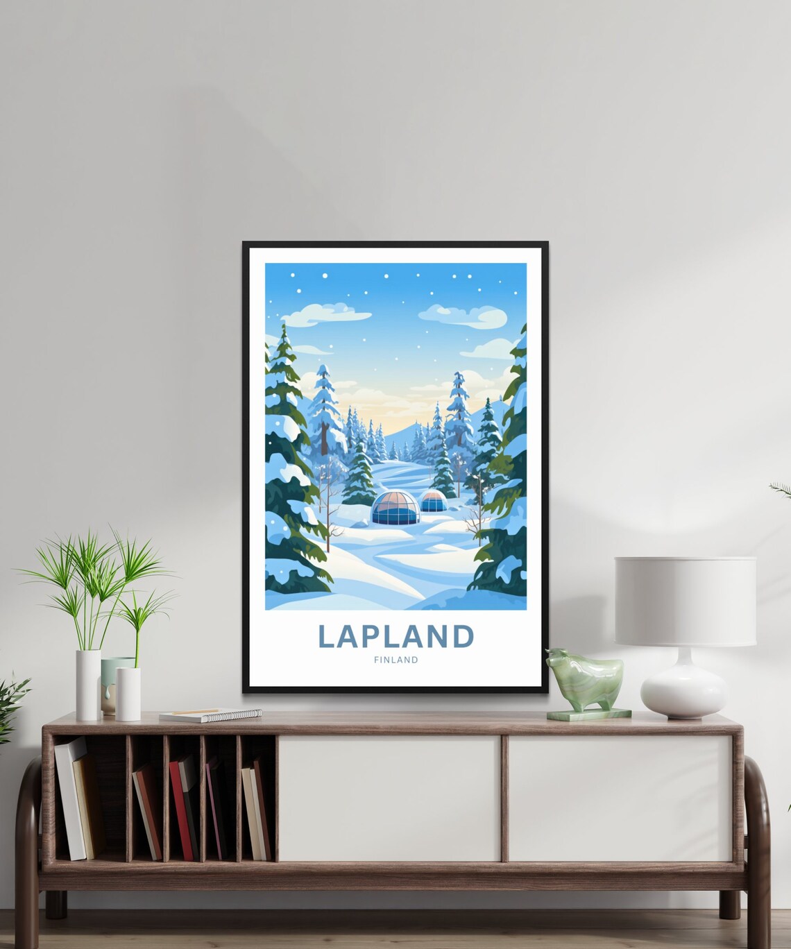Lapland Finland Snowy Pines Glass Igloos Winter Personalized Poster - Image 3