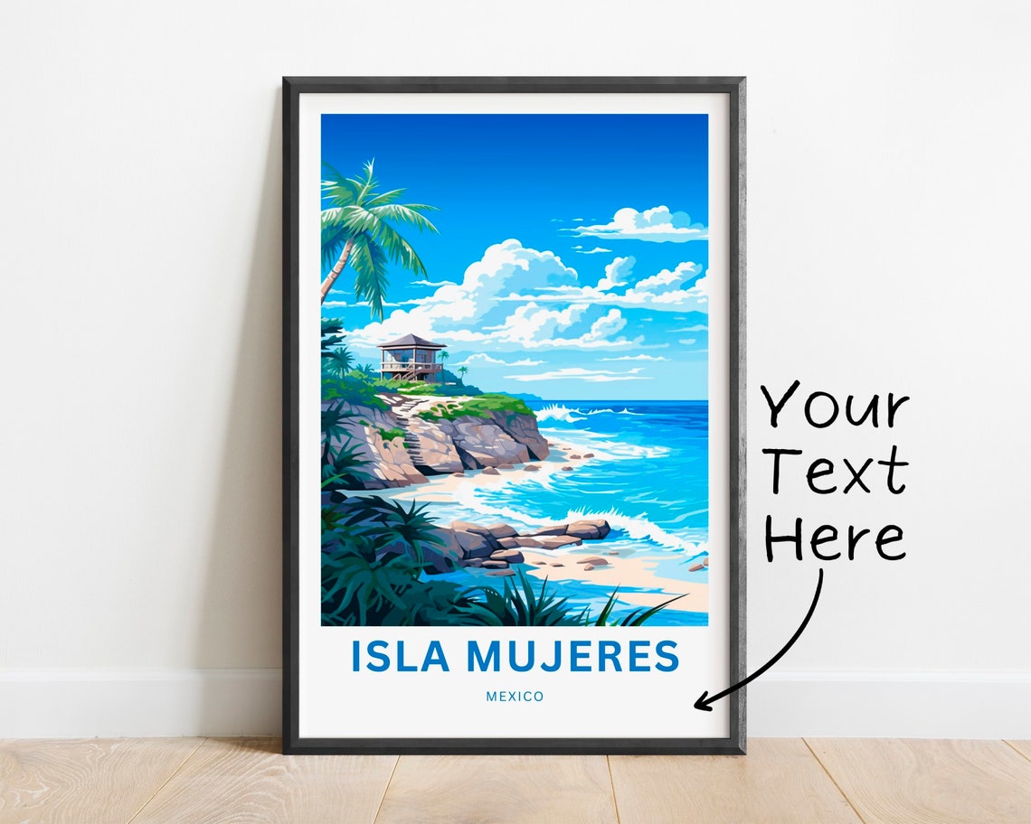 Personalized Isla Mujeres Mexico Cliff Lookout Custom Text Poster