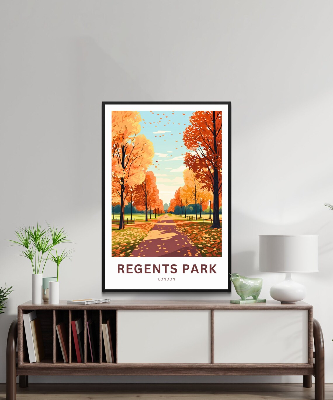 Regents Park London Red Autumn Avenue Fall Foliage Travel Poster - Image 2
