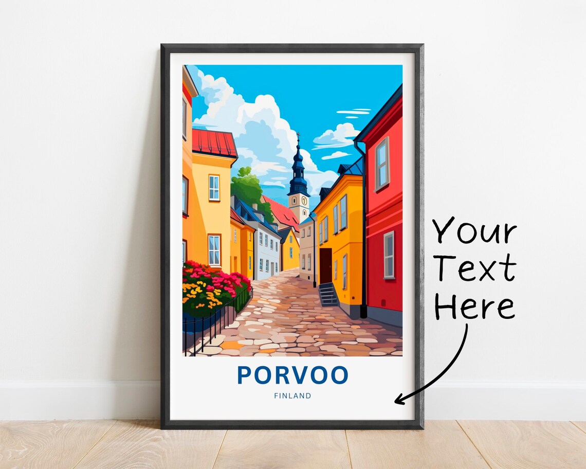 Porvoo Old Town Colorful Houses Cobblestone Street Finland Poster