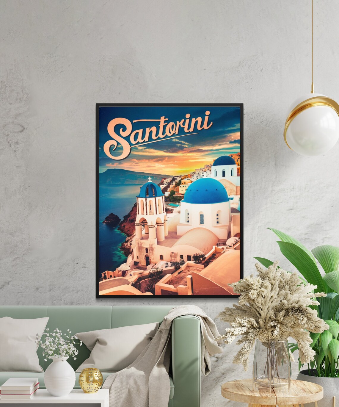 Santorini Vintage Travel Poster, Greece Travel Poster - Image 3
