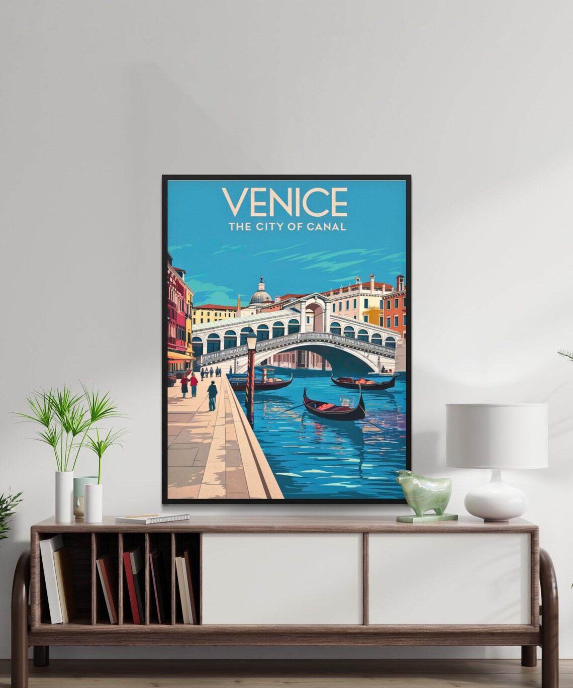 Venice Italy Rialto Bridge Gondola Canal Vintage Travel Poster - Image 2