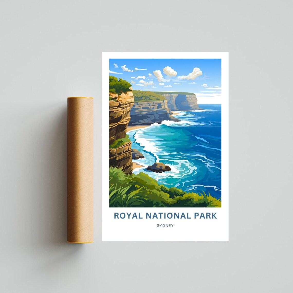 Royal National Park Sydney Turquoise Waves Custom Travel Poster - Image 4