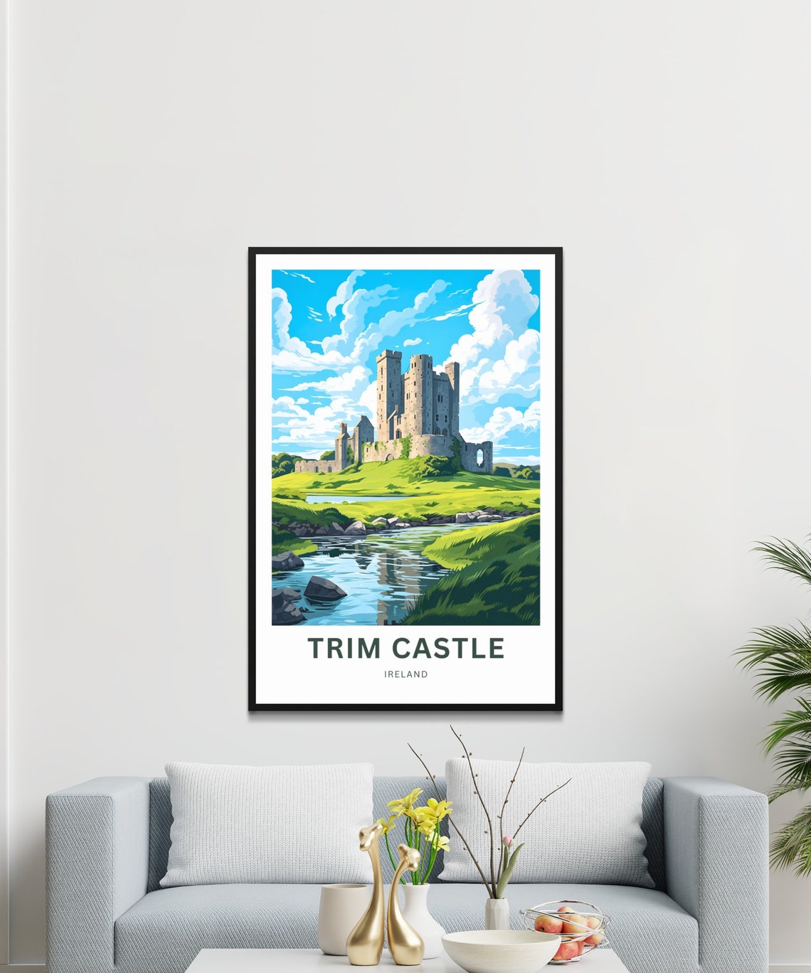 Personalized Trim Castle Ireland Ruins Hill Stream Gift Poster - Image 3