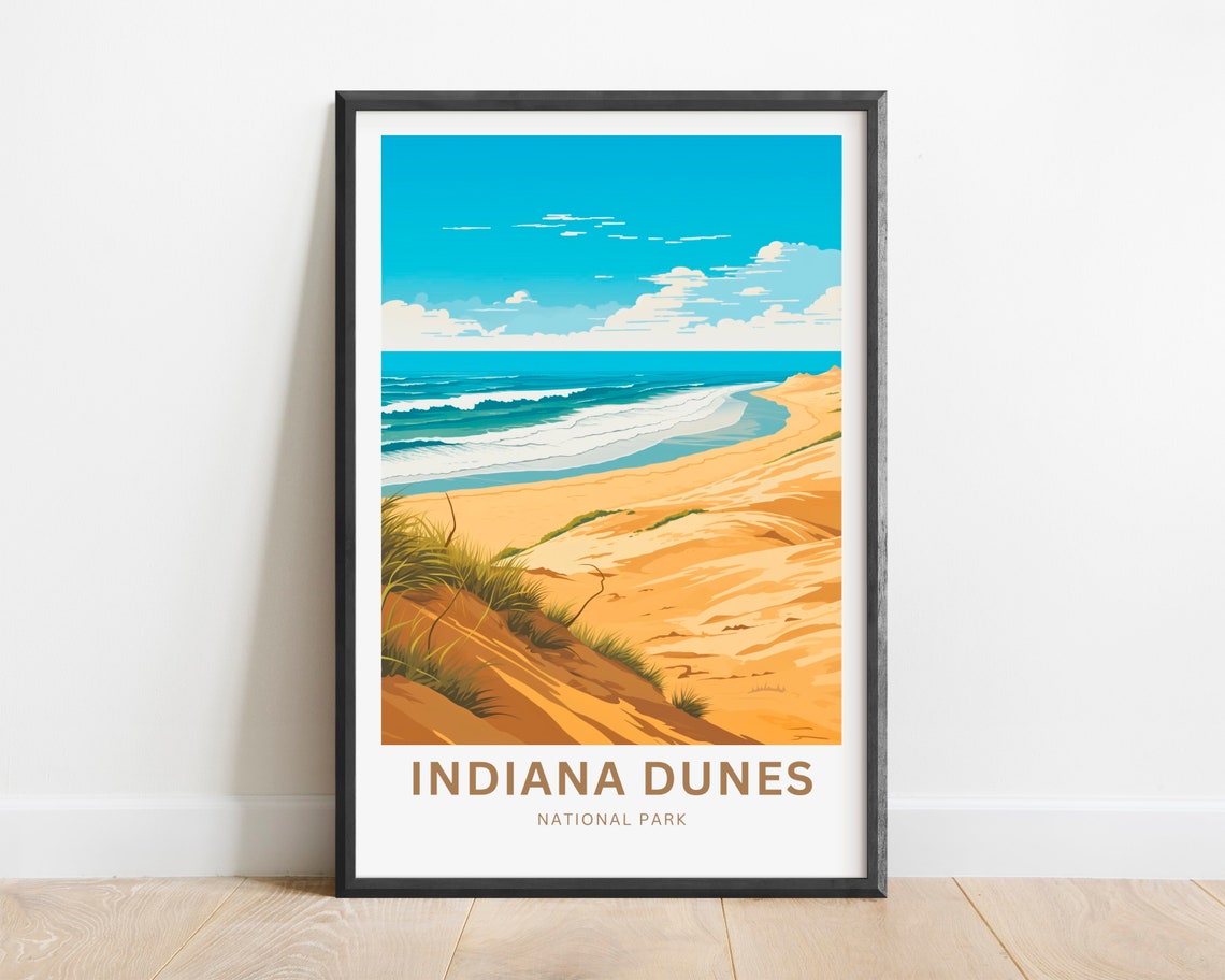 Personalized Indiana Dunes National Park Beach Waves Dunes Poster - Image 2