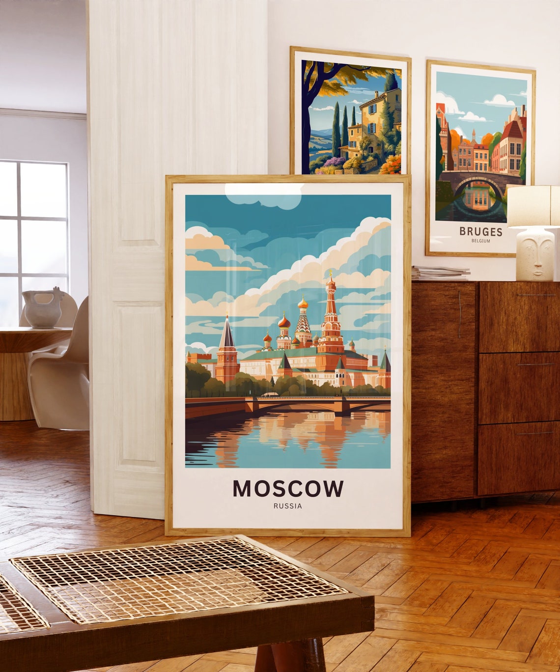 Moscow Russia Historic Red Square Onion Domes River Travel Poster - Image 5