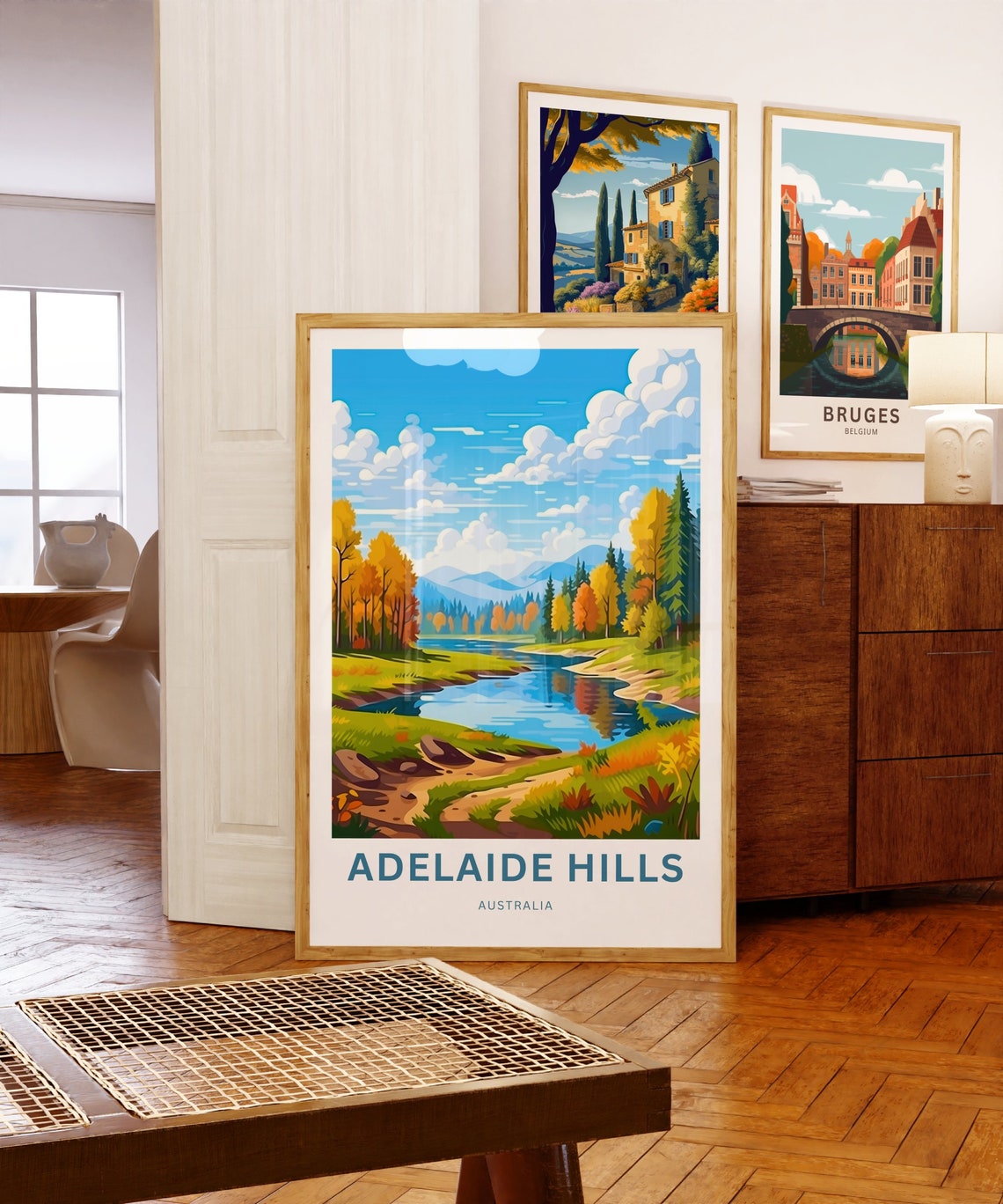 Personalized Adelaide Hills Australia Autumn River Custom Text Poster - Image 5