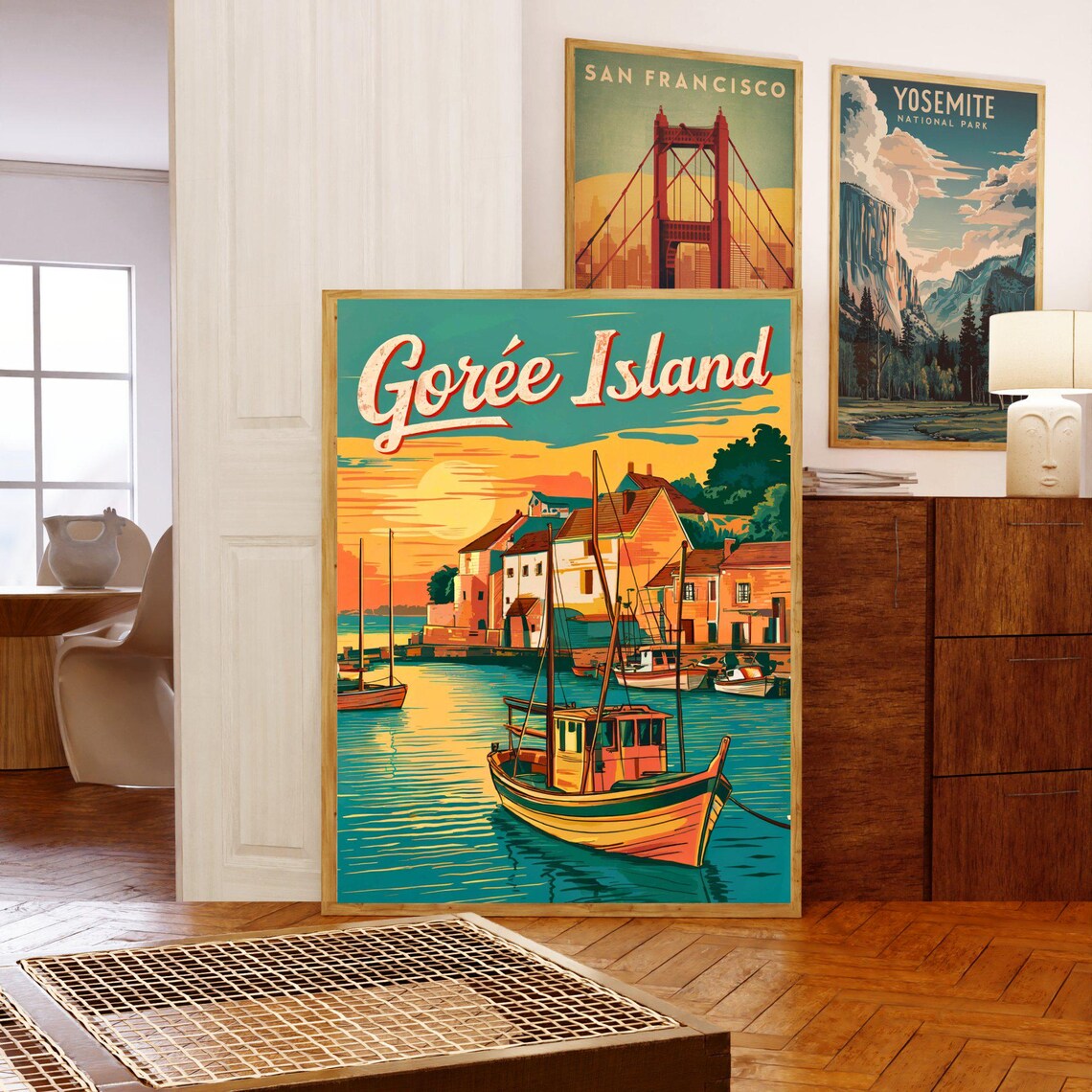 Goree Island Senegal Sunset Harbor Fishing Boats Vintage Poster - Image 5