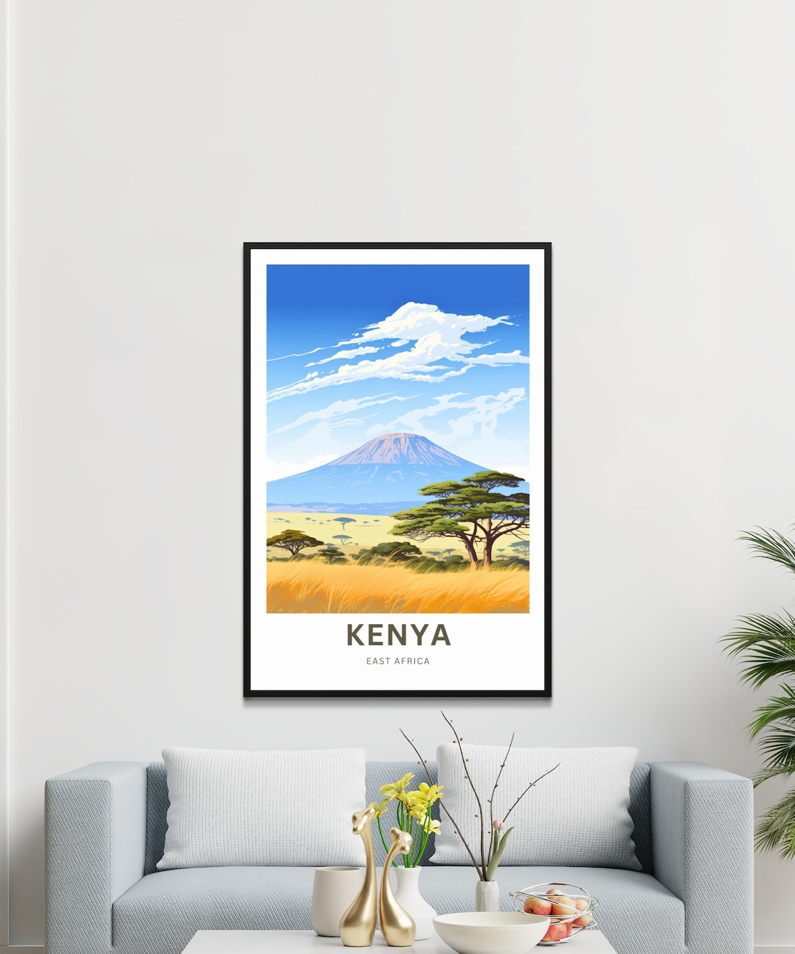 Kenya East Africa Savanna Mountain Vista Golden Grassland Poster - Image 3