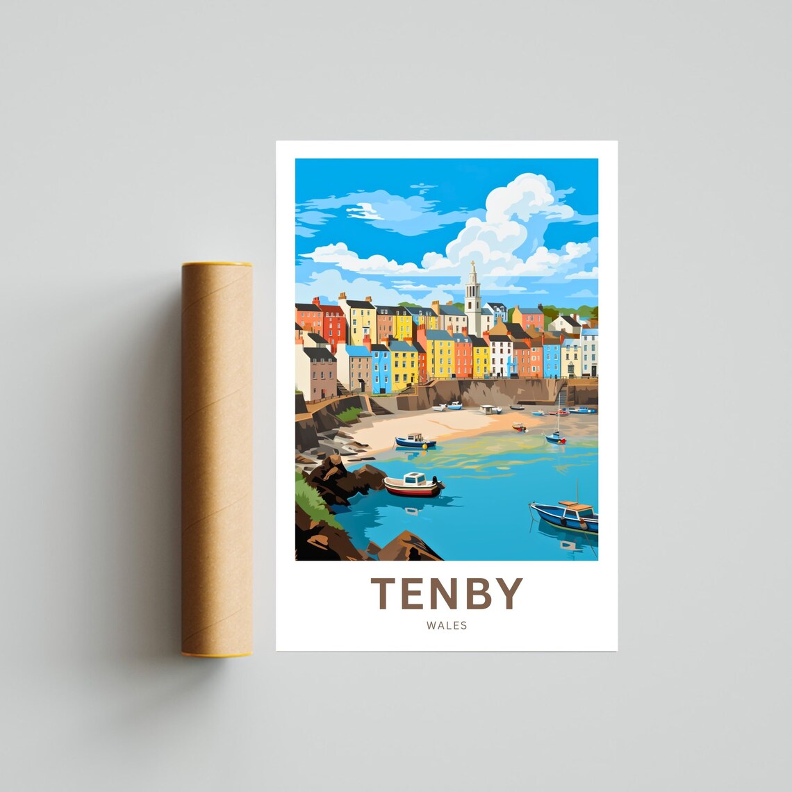Tenby Travel Poster, Wales Wall Art Print - Image 4