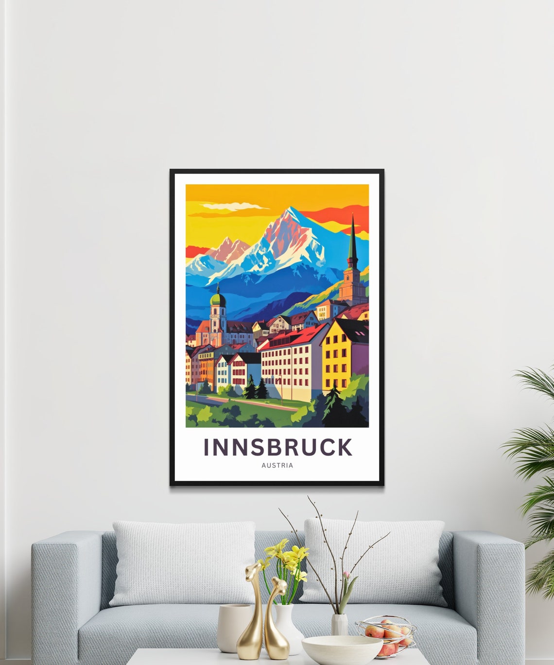 Innsbruck Austria Alpine Town Mountains Personalized Travel Poster - Image 3