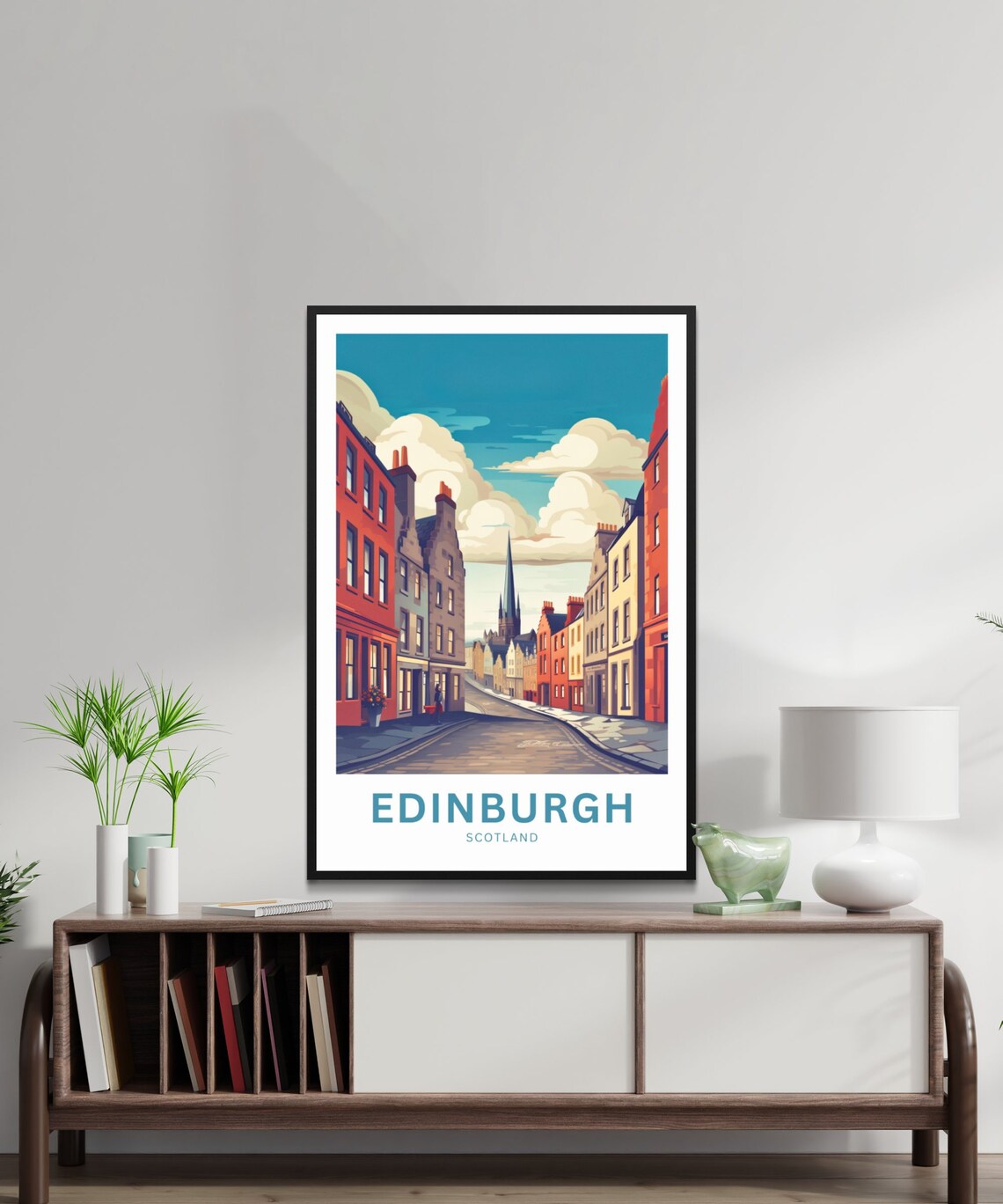 Edinburgh Scotland Old Town Street View Personalized Travel Poster - Image 2