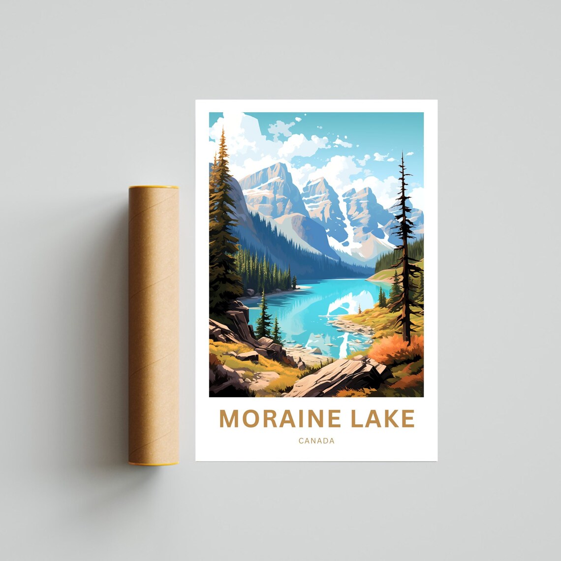 Moraine Lake Travel Poster, Canada Landscape Art Print - Image 4