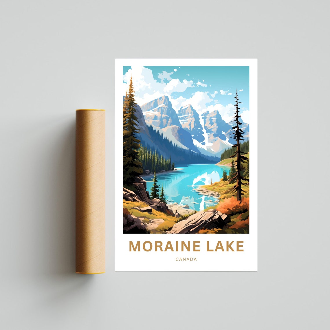 Personalized Moraine Lake Canada Alpine Peaks Custom Travel Poster - Image 4