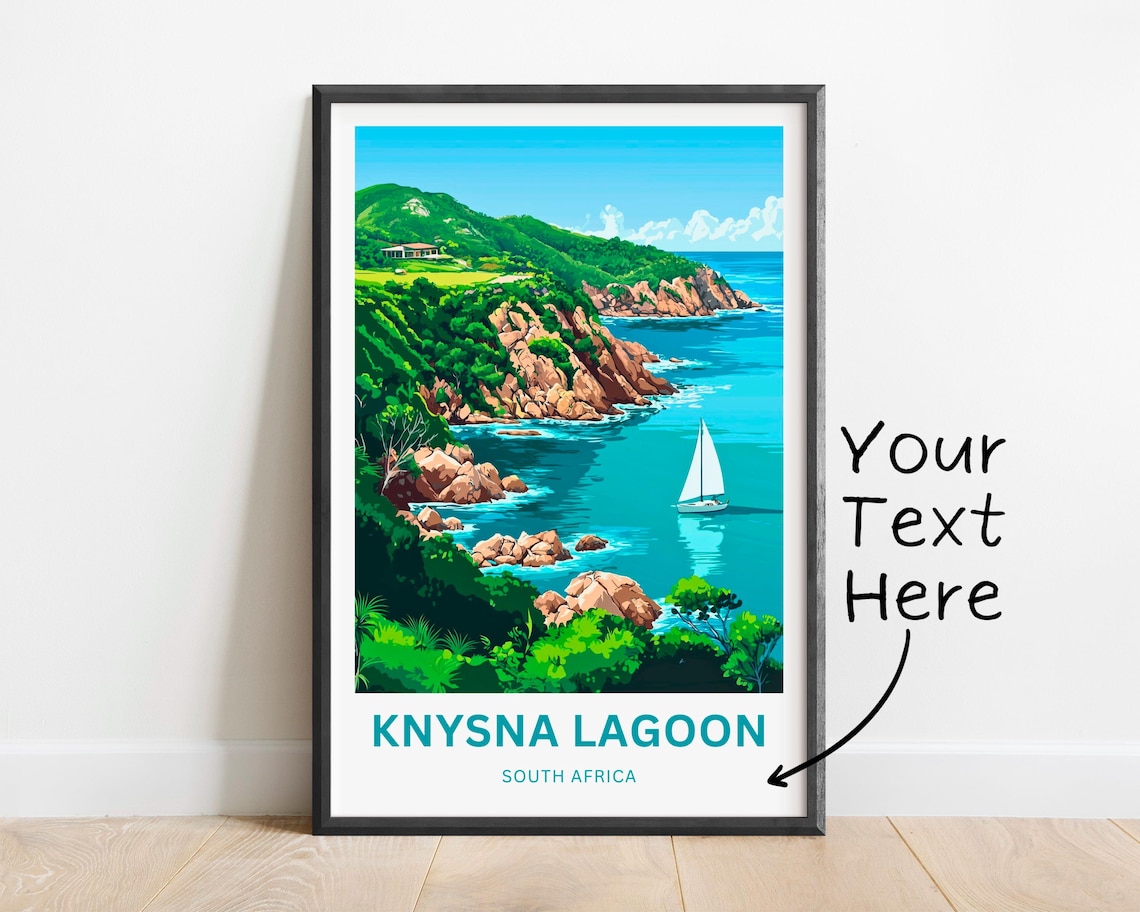 Knysna Lagoon South Africa Turquoise Bay Sailboat Travel Poster - Image 2