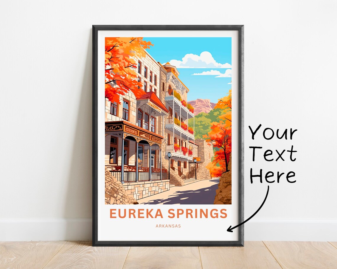 Personalized Eureka Springs Travel Poster, Arkansas Art Print