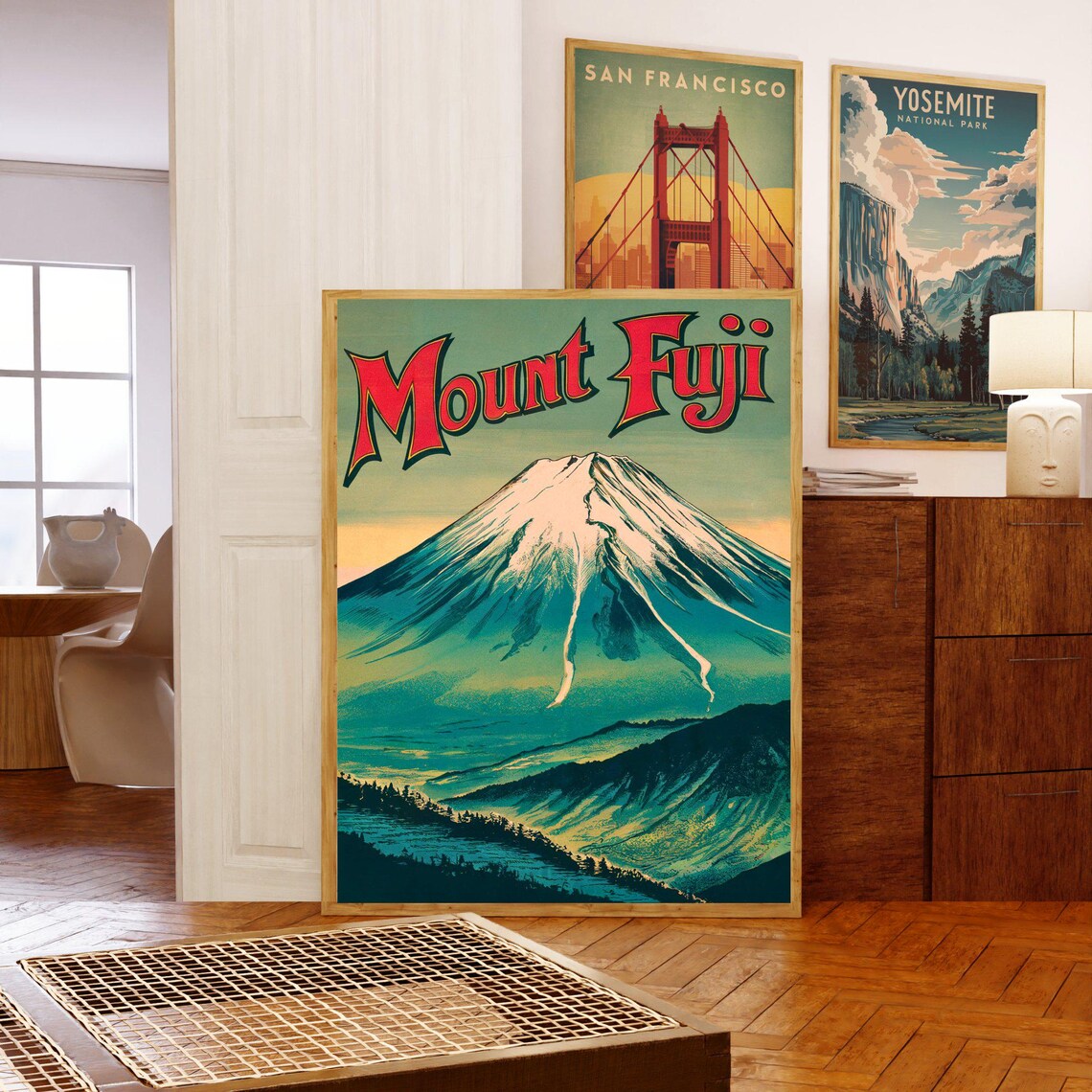 Mount Fuji Japan Snowcapped Volcano Vintage Retro Travel Poster - Image 5