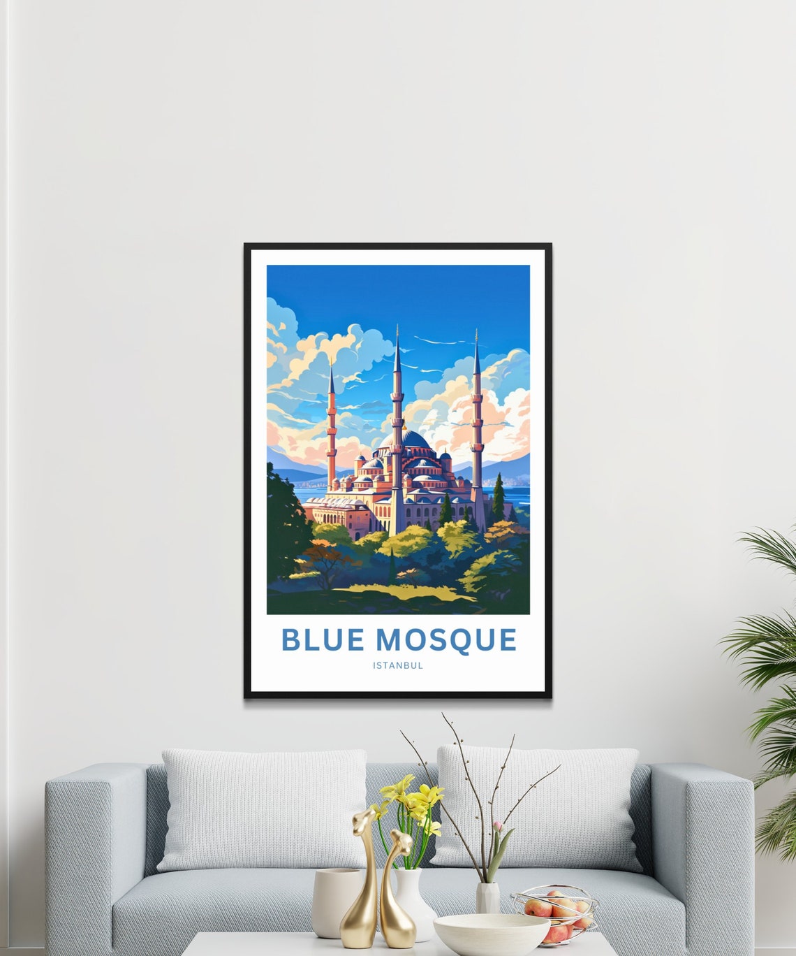 Blue Mosque Istanbul Six Minaret Domes Personalized Art Poster - Image 3