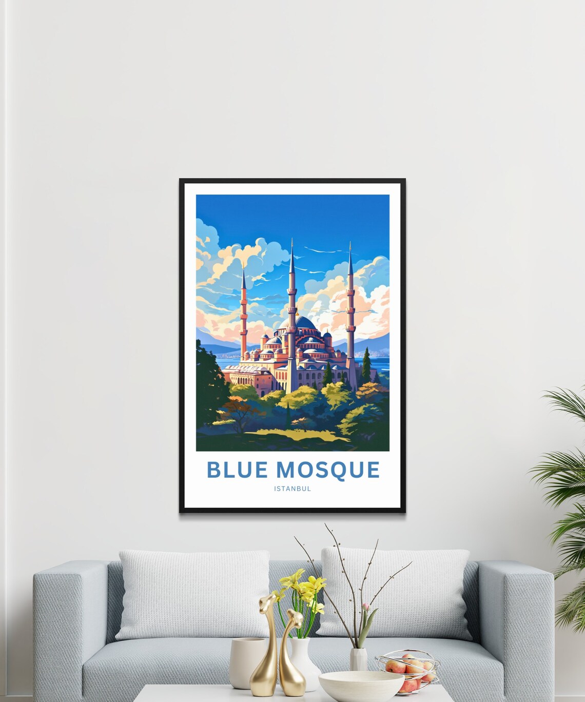 Blue Mosque Istanbul Turkey Grand Minarets Sunset Sky Travel Poster - Image 3