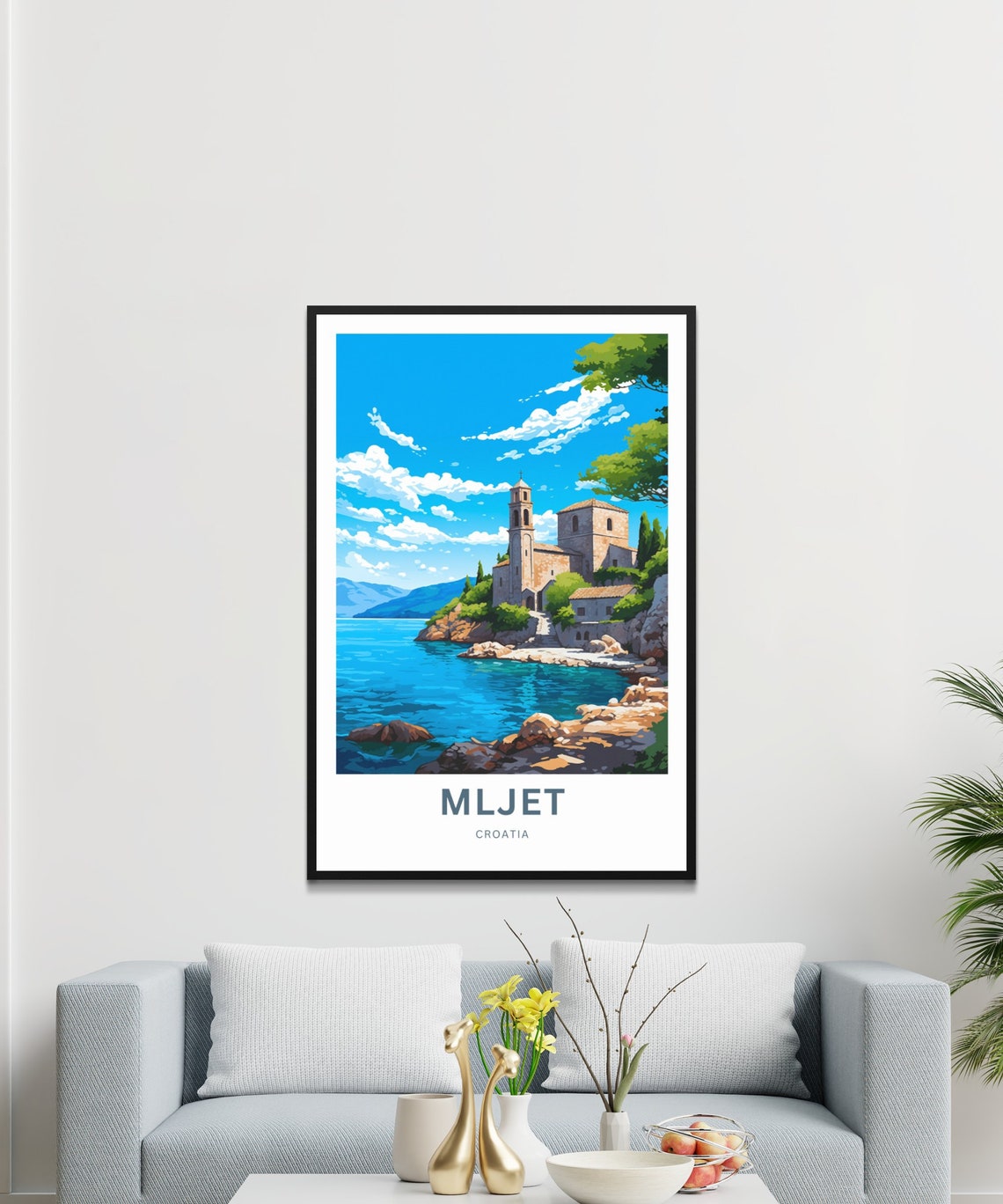 Personalized Mljet Croatia Island Church Coast Travel Poster - Image 3