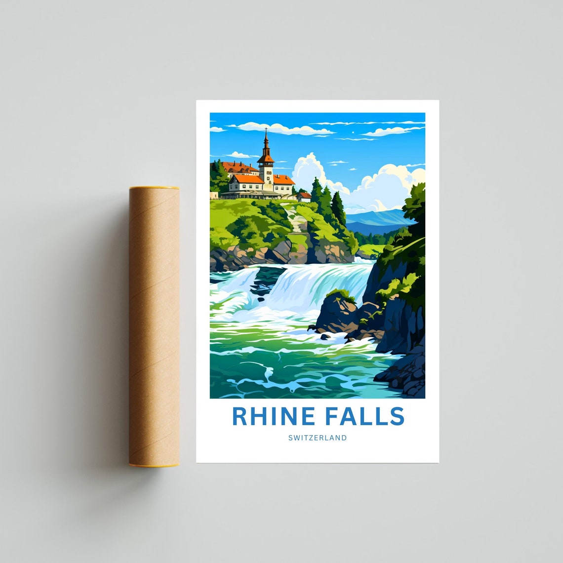 Rhine Falls Switzerland Thundering Waterfall Gorge Travel Poster - Image 4