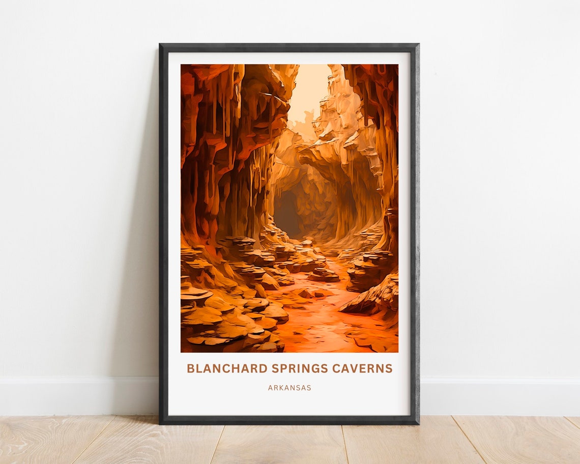Blanchard Springs Caverns Arkansas Underground Cave Travel Poster