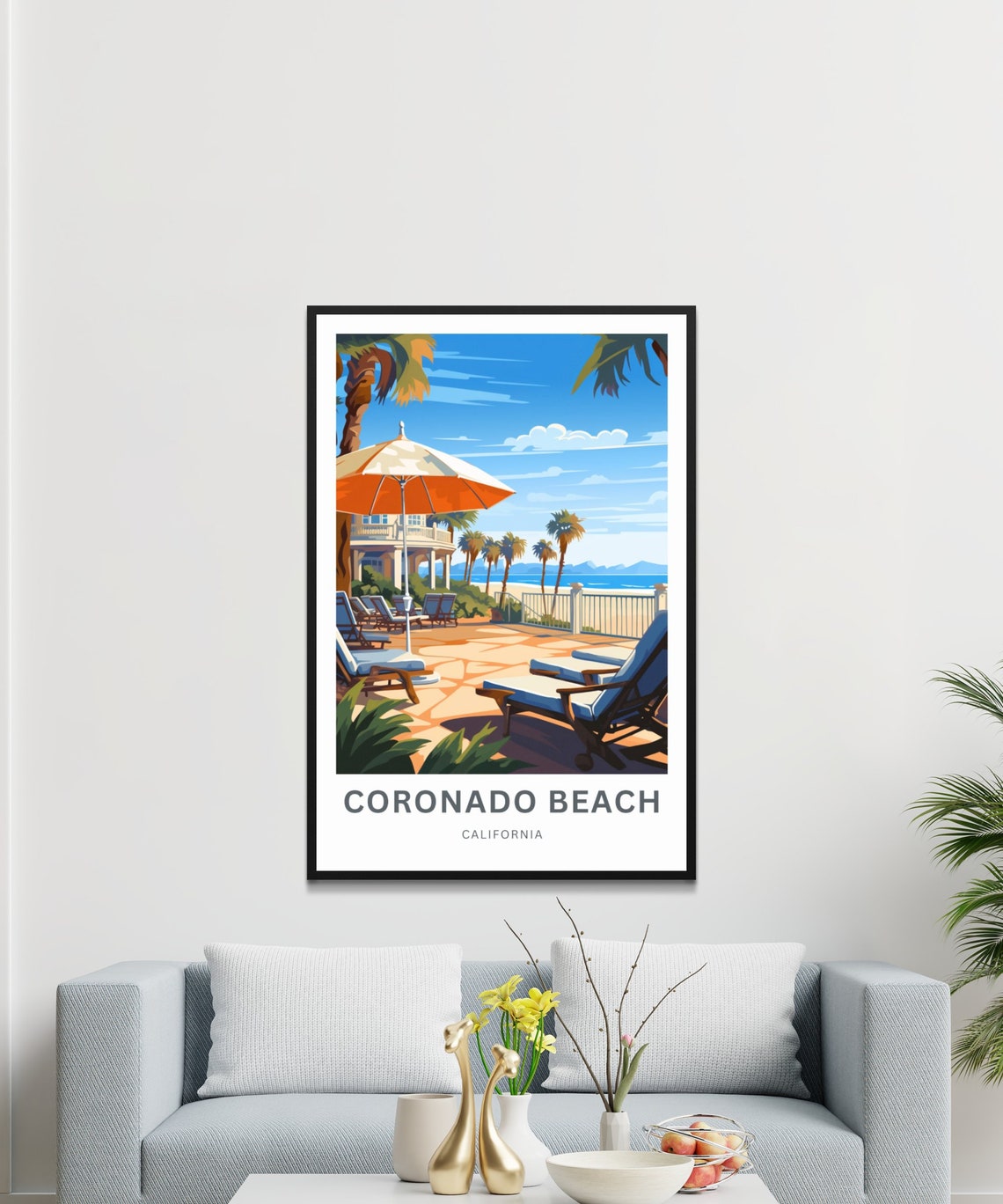 Personalized Coronado Beach California Resort Terrace Scene Poster - Image 3