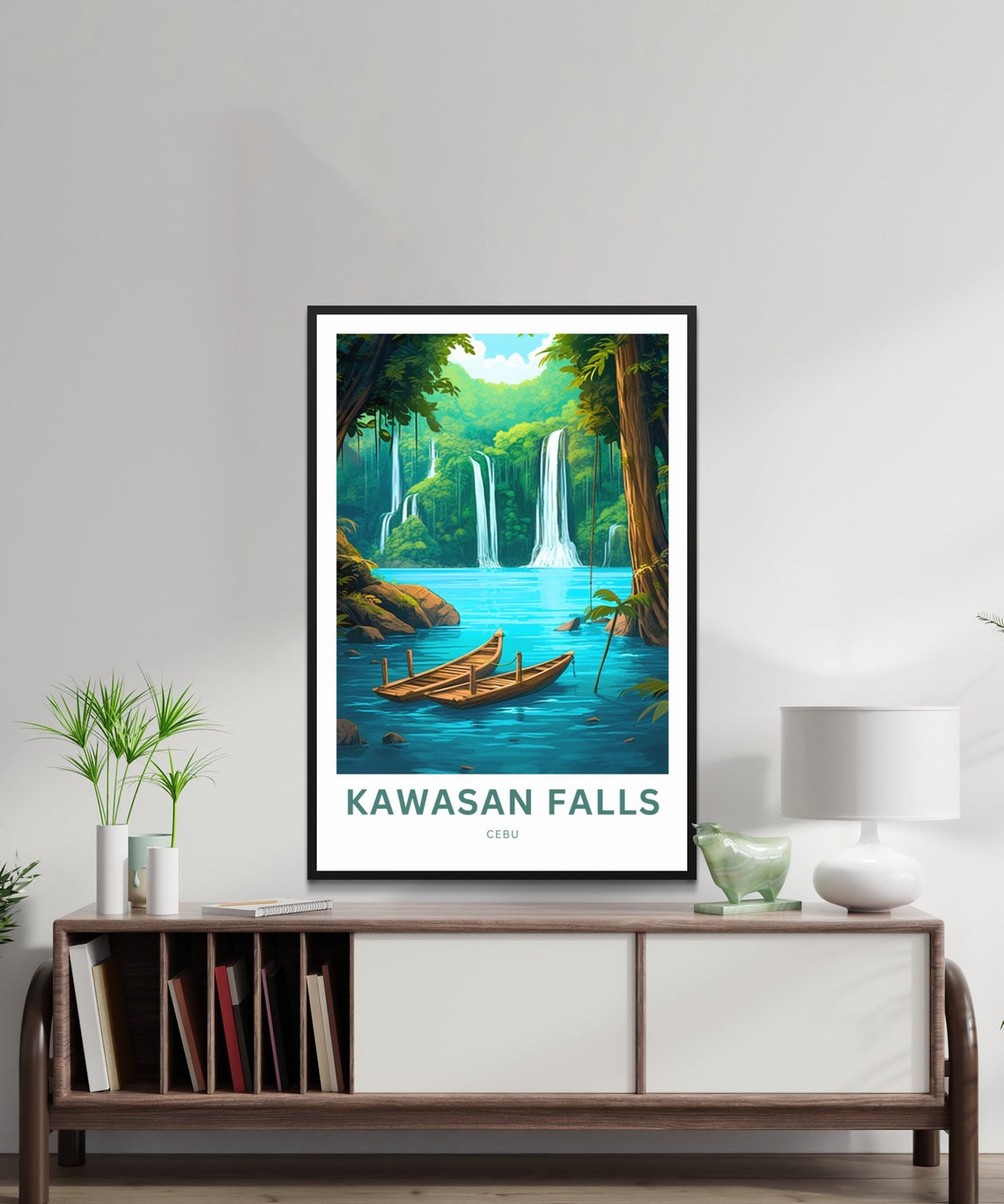 Personalized Kawasan Falls Cebu Custom Text Jungle Falls Travel Poster - Image 2