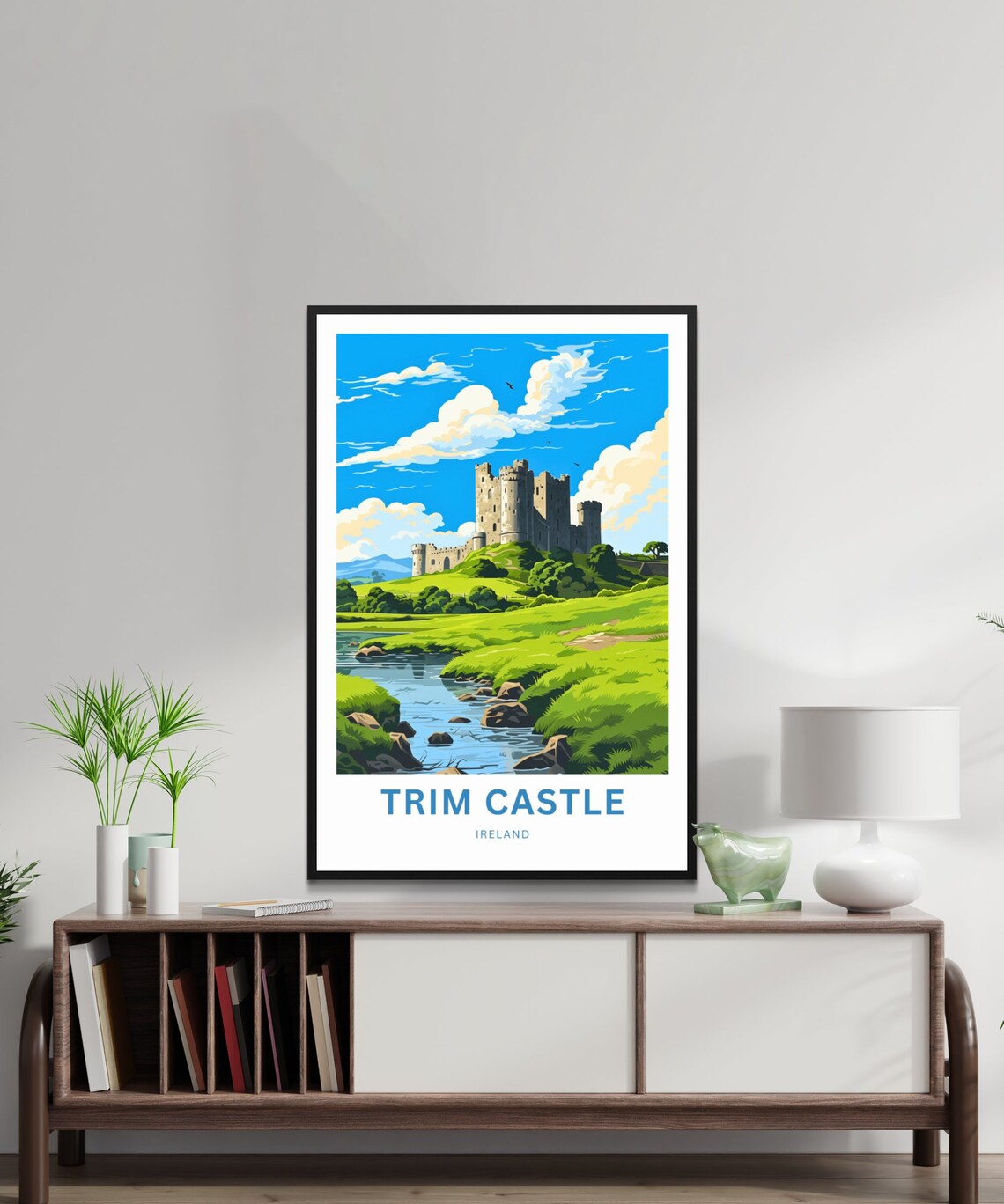 Trim Castle Ireland Keep Above Rocky River Blue Sky Travel Poster - Image 2