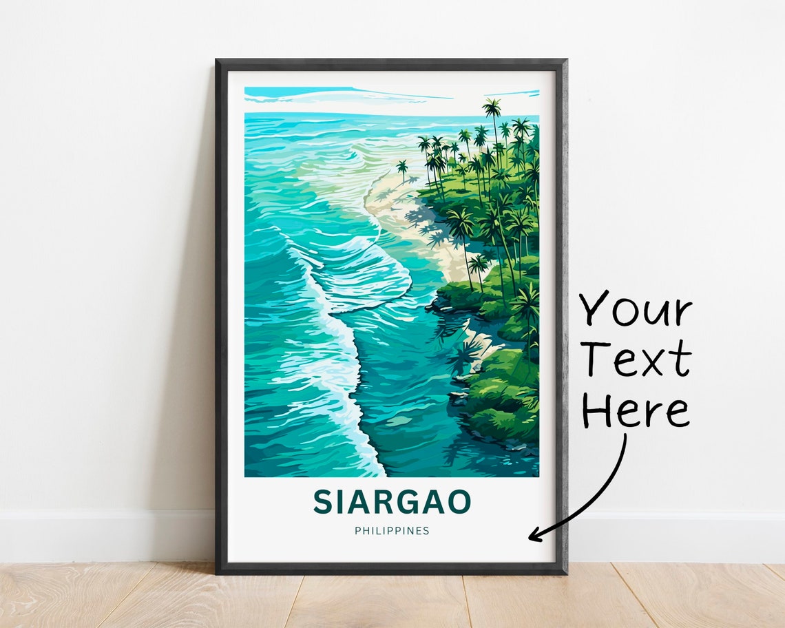 Siargao Turquoise Wave Palm Aerial Coastline Philippines Poster