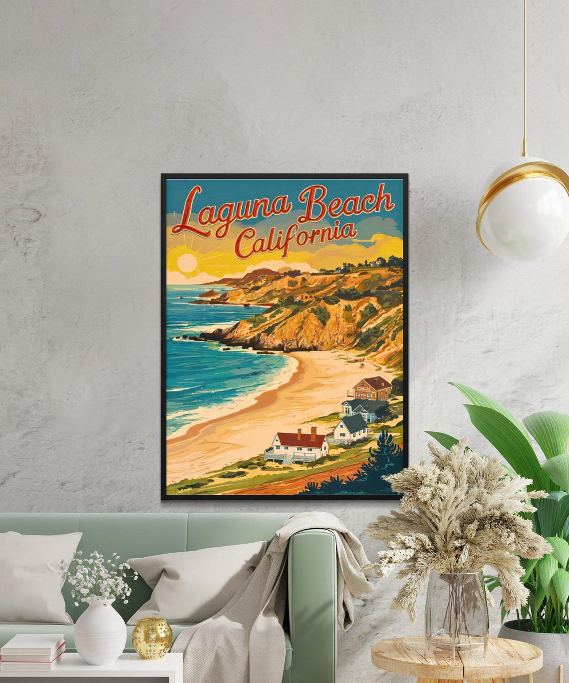 Laguna Beach California Sunset Coast Cliffs Retro Travel Poster - Image 3