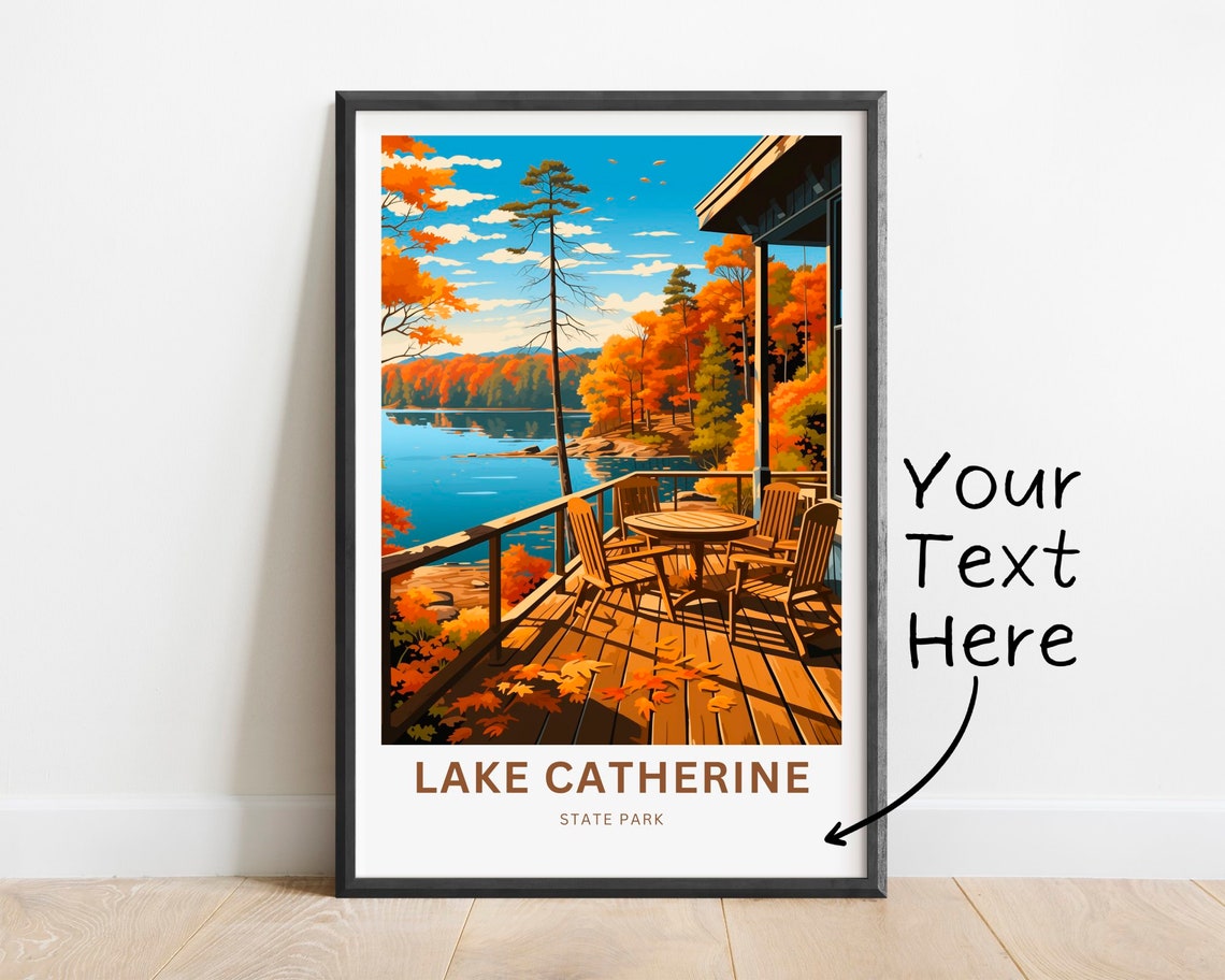 Personalized Lake Catherine State Park Autumn Deck Travel Poster