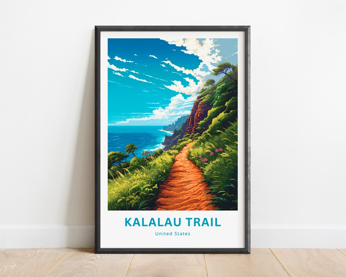 Kalalau Trail United States Red Cliff Coastal Path Hike Poster
