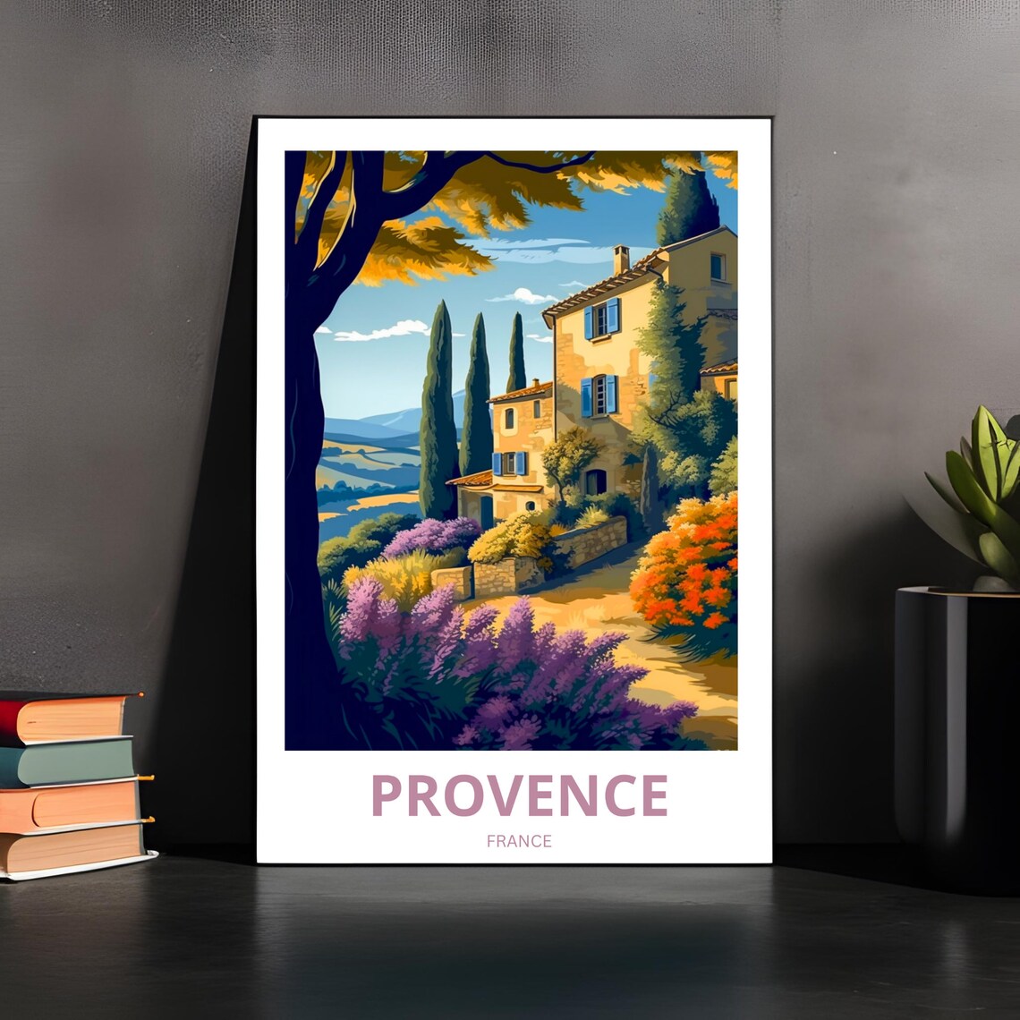 Provence France Lavender Farmhouse Cypress Countryside Travel Poster - Image 2