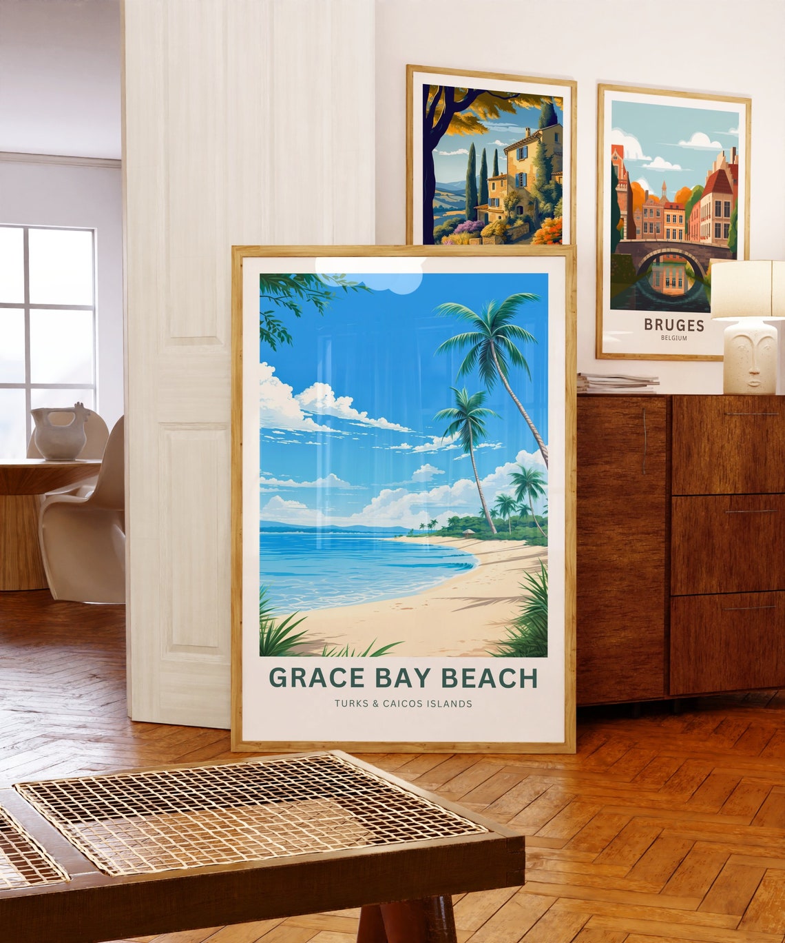 Grace Bay Beach Turks Caicos Palms Shore Ocean Travel Poster - Image 5