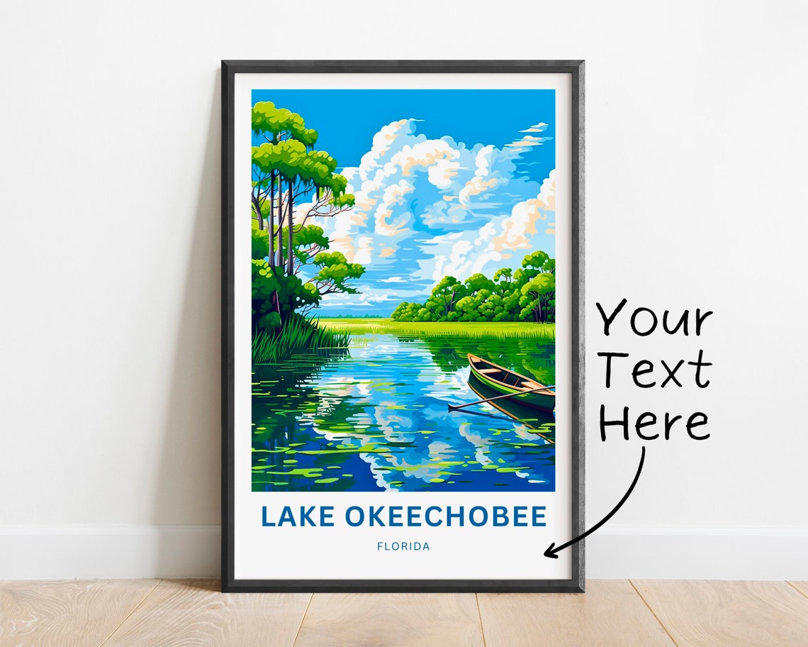 Lake Okeechobee Florida Personalized Canoe Everglades Wetlands Poster