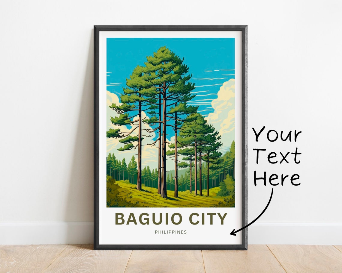 Baguio City Philippines Personalized Pine Forest Travel Poster